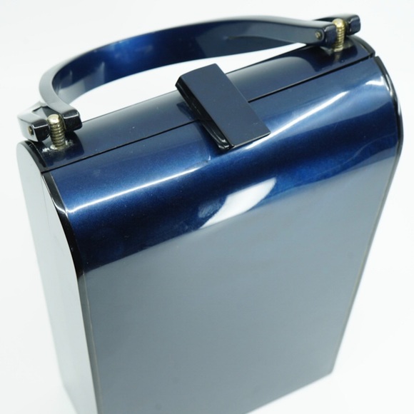1950s WILARDY Vintage Navy Lucite Bar Clasp Purse - Picture 4 of 16